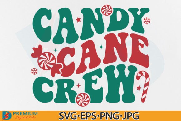 Candy Cane Crew SVG, Retro Christmas PNG