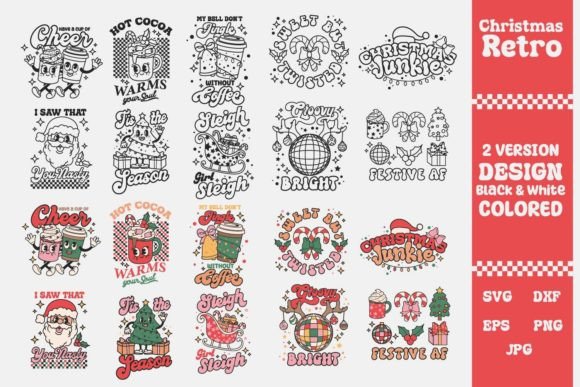 Christmas Retro Bundle Svg and Sublim