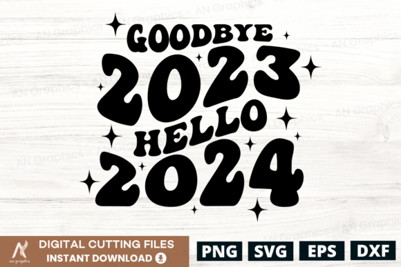 Good Bye 2023 Hello 2024 Wavy SVG