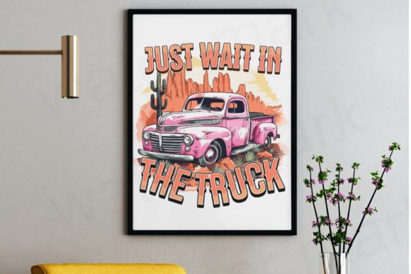 Just Wait in the Truck Png, Retro Desert